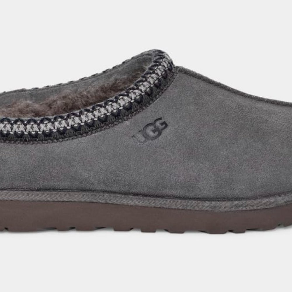 UGG Tasman Braid Dark Grey Suede Sheepskin Slippers Shoes Clogs Men's Men 10